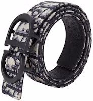 Shop DIOR Oblique 黑色皮帶雙面扣 3.5cm 4353RUYSE-H05E