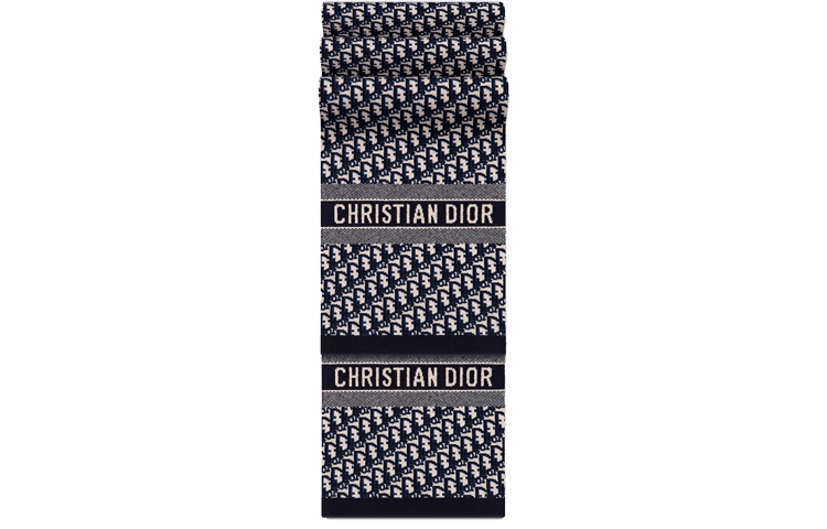 DIOR Oblique Blue Print Wool Cashmere Unisex Shawl 91CDO313I171-C540