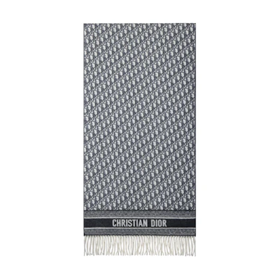 DIOR Oblique Cashmere Scarf Unisex Couple Style - Blue 01CDO309I093-C540