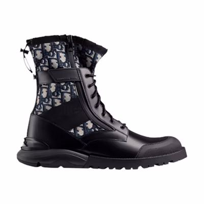 Dior Oblique Combat Boot 'Black Beige'