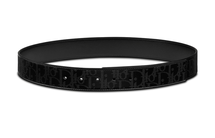 DIOR Oblique Galaxy Pattern Double-Sided Leather Belt Black 3.5cm 4800ZZVPD-H03E