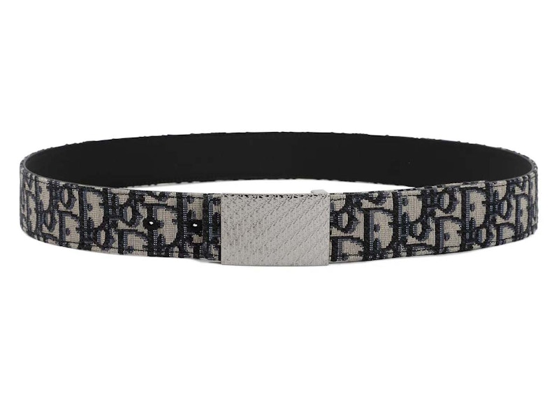 Dior Oblique Jacquard Grained Calfskin Belt Beige/Black
