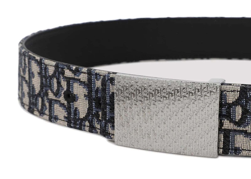 Order Dior Oblique 提花纹理小牛皮腰带 米色/黑色