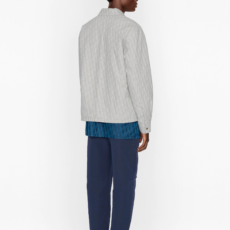 DIOR Oblique Letter Print Long Sleeve Shirt for Men Gray 113C511A5046-C078 圖 4