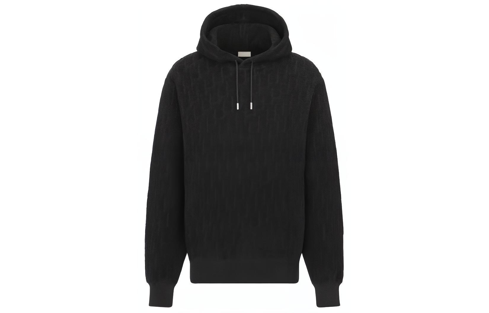 Dior Oblique Logo Relaxed-Fit Black Hooded Sweatshirt Pullover Hoodie 113J631A0684-C979