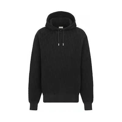 Dior Oblique Logo Relaxed-Fit Black Hooded Sweatshirt Pullover Hoodie 113J631A0684-C979