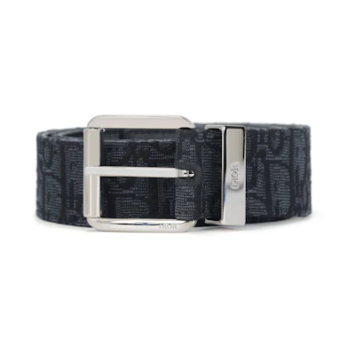 DIOR Oblique Pattern Leather Belt Black 3.5cm 4333PLYSE-H03E