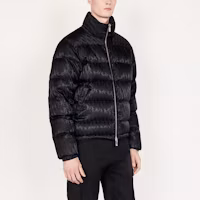 Shop DIOR 男裝黑色Oblique印花拉鏈羽絨外套 943C449A4462-C989
