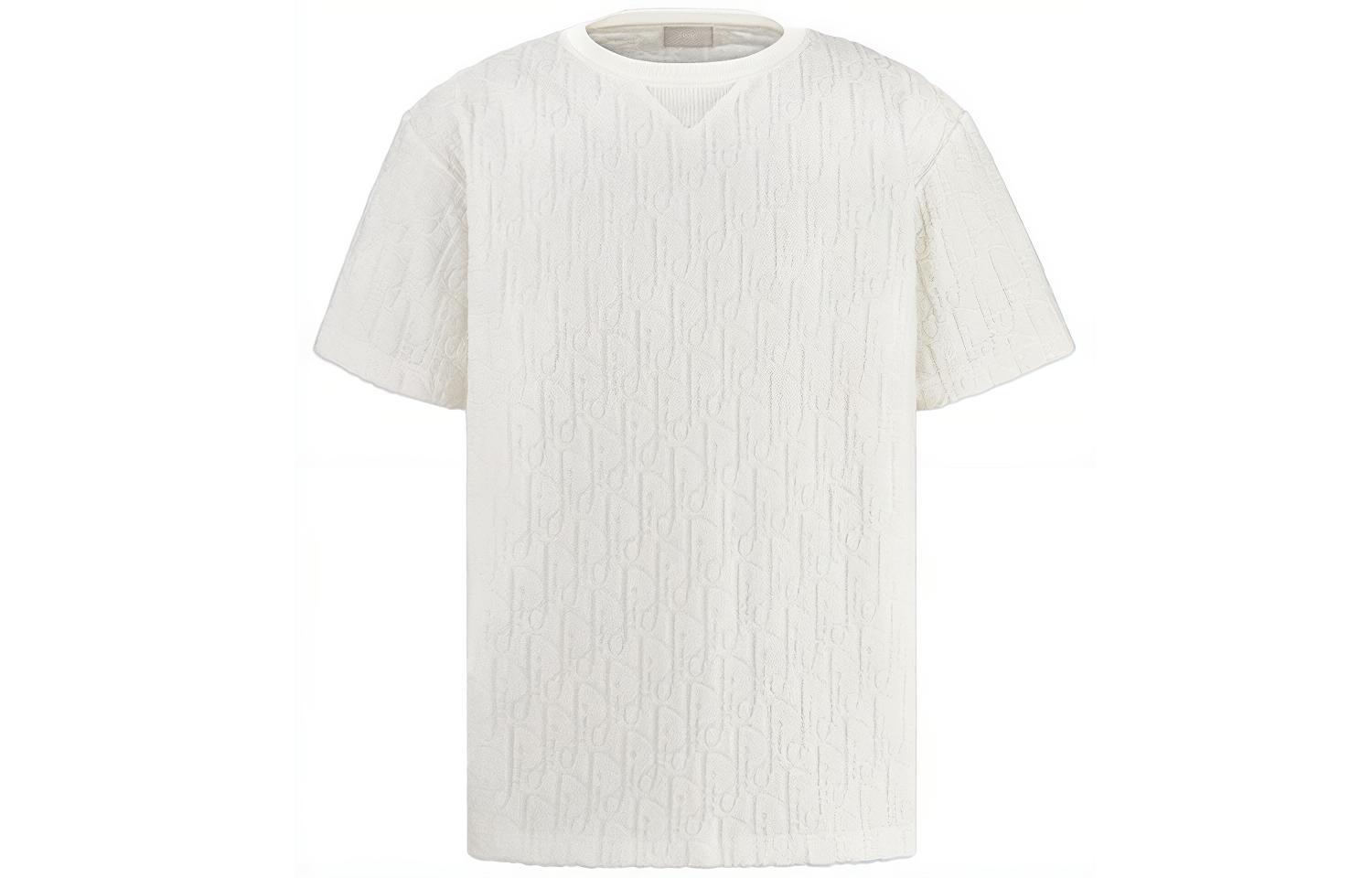DIOR Oblique Print Cotton Crewneck T-Shirt White 113J692A0614-C020
