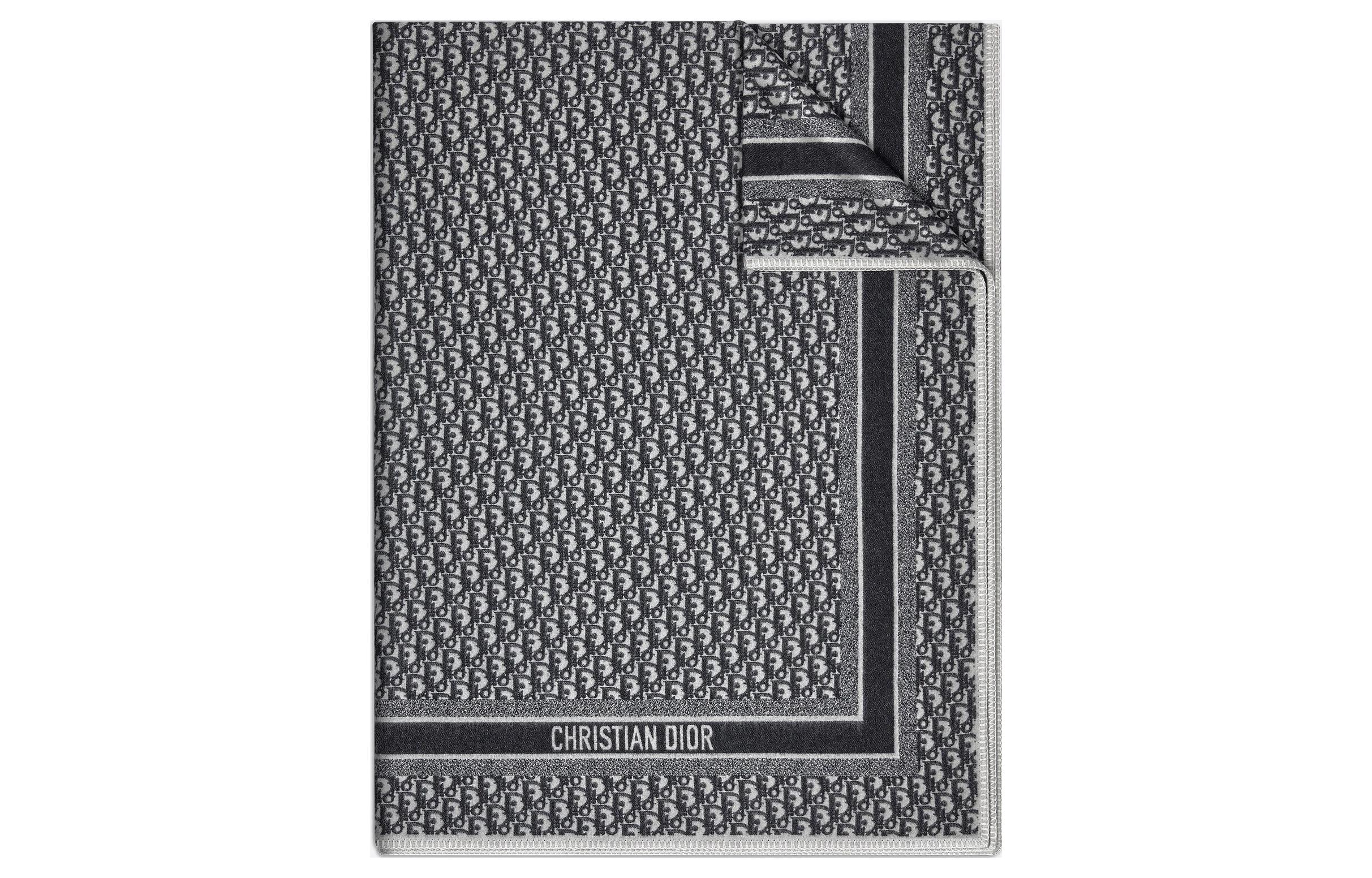 Dior Oblique Print Navy Blue Shawl in Cashmere Wool and Silk Blend Fabric. 22DOB350I040-C540