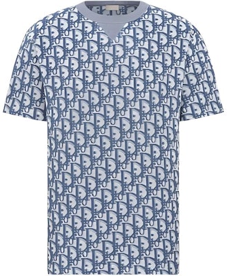 DIOR Oblique Print Oversized Cotton-Blend Blue T-Shirt for Men. 483J646A0906-C185 Buy DIOR Oblique Print Oversized Cotton-Blend Blue T-Shirt for Men. 483J646A0906-C185