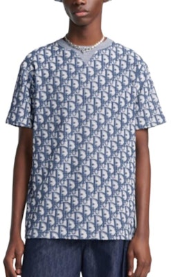 DIOR Oblique Print Oversized Cotton-Blend Blue T-Shirt for Men. 483J646A0906-C185 Purchase DIOR Oblique Print Oversized Cotton-Blend Blue T-Shirt for Men. 483J646A0906-C185