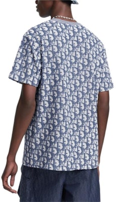 DIOR Oblique Print Oversized Cotton-Blend Blue T-Shirt for Men. 483J646A0906-C185 Details for DIOR Oblique Print Oversized Cotton-Blend Blue T-Shirt for Men. 483J646A0906-C185