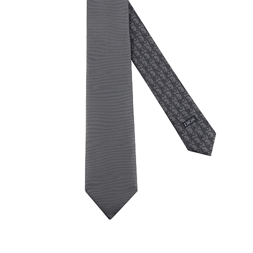 DIOR Oblique Print Silk Tie for Men in Gray and White. 01C1047A0266-C889 圖 4