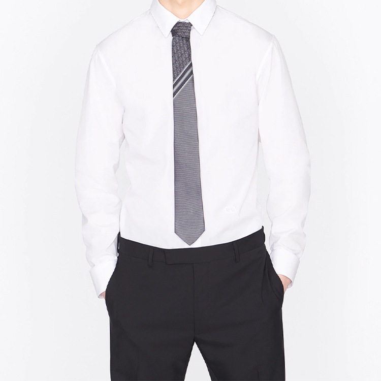 DIOR Oblique Print Silk Tie for Men in Gray and White. 01C1047A0266-C889 圖 5