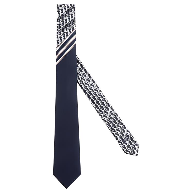 DIOR Oblique Print Silk Tie for Men in Navy Blue. 01C1047A0266-C588