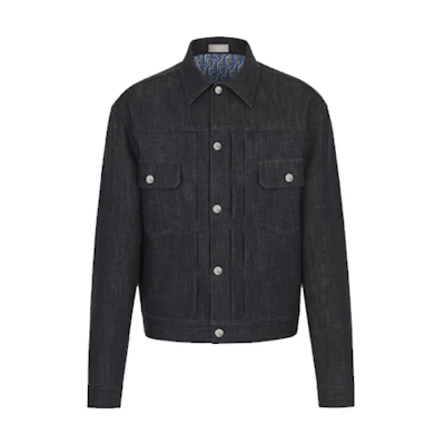 DIOR Oblique Print Stretch Denim Jacket Black 013D480D236X-C985