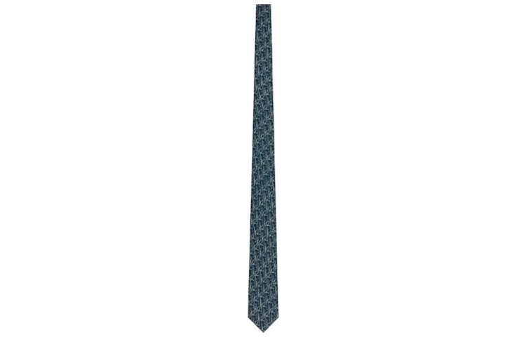 Dior Oblique Print Tie Deep Blue Mulberry Silk with White Oblique Pattern 19C1047A0505-C580