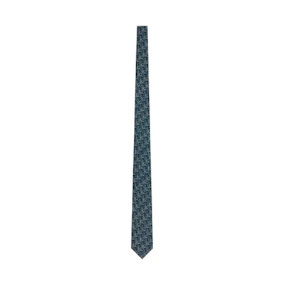 Dior Oblique Print Tie Deep Blue Mulberry Silk with White Oblique Pattern 19C1047A0505-C580