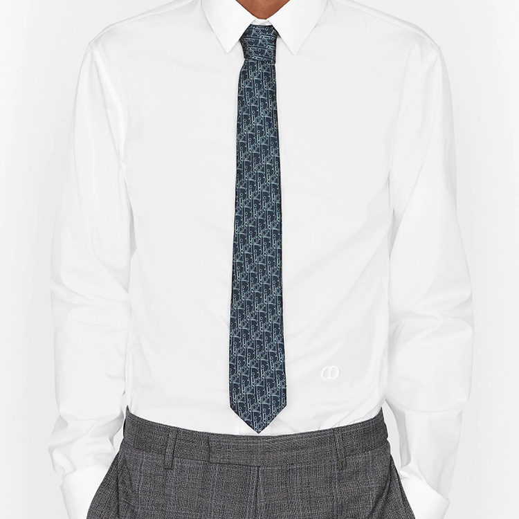 Dior Oblique Print Tie Deep Blue Mulberry Silk with White Oblique Pattern 19C1047A0505-C580 圖 3