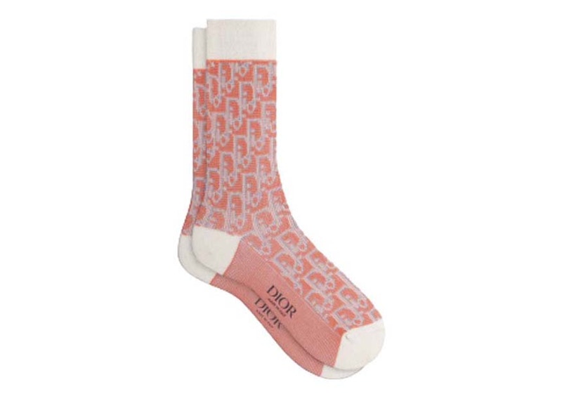 Dior Oblique Socks White/Coral