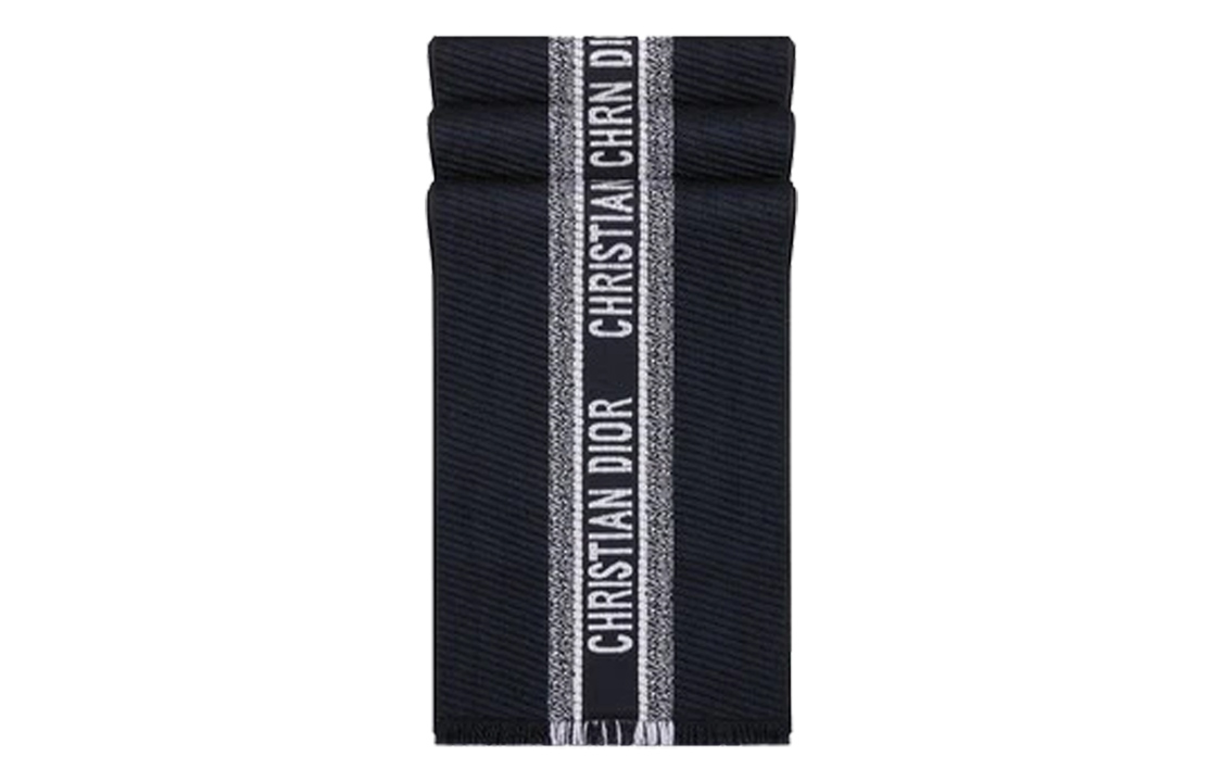 Dior Oblique University Reversible Wool Scarf Navy Blue Unisex Couple Style. 14CDO301I985-C540