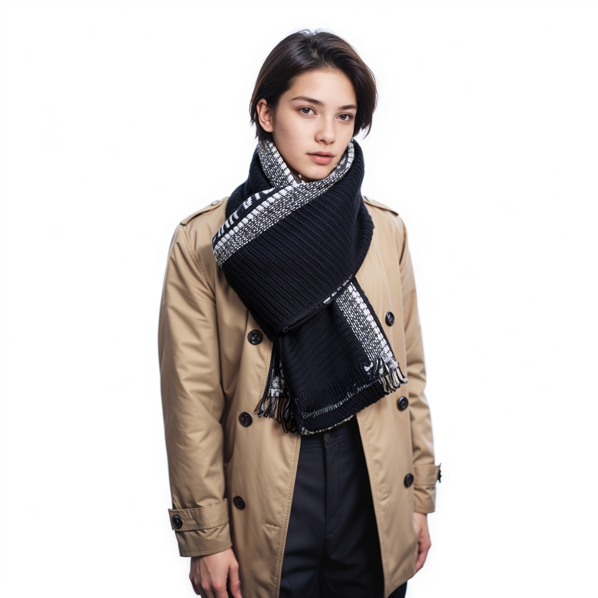 Dior Oblique University Reversible Wool Scarf Navy Blue Unisex Couple Style. 14CDO301I985-C540 圖 4