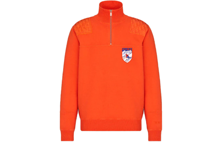 DIOR Orange High-Neck Half-Zip Loose Fit Long-Sleeve Sweatshirt 213J651A0531-C240