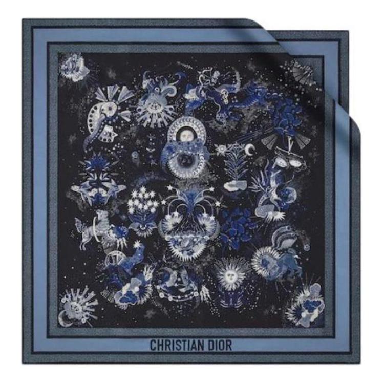 DIOR Patterned Silk Scarf Unisex Black/Blue 24ZOF090I610 圖 2