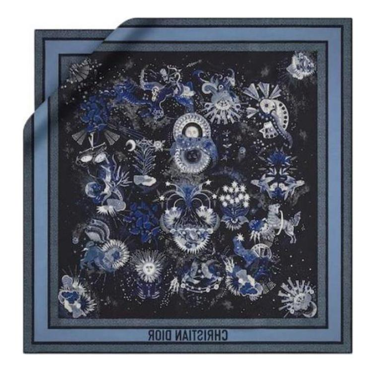 DIOR Patterned Silk Scarf Unisex Black/Blue 24ZOF090I610 圖 3