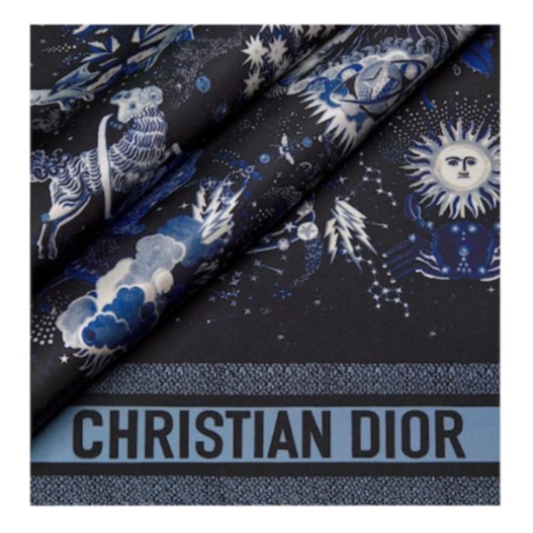 DIOR Patterned Silk Scarf Unisex Black/Blue 24ZOF090I610 圖 4
