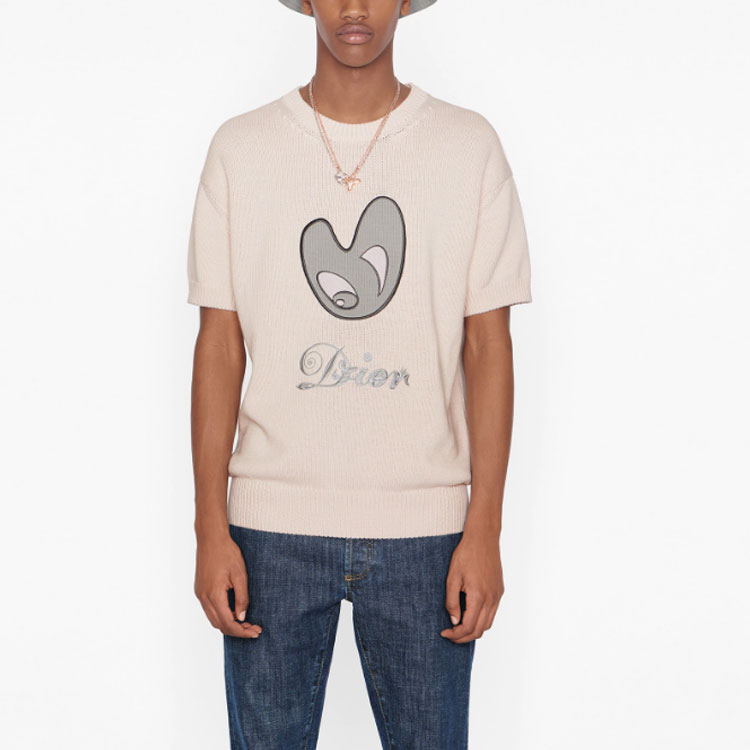DIOR Pink Cotton Knit Short Sleeve T-Shirt. 143M656AT294-C488 圖 4