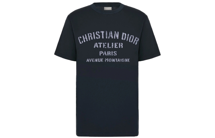 DIOR Plain Knit Crew Neck T-Shirt Navy Blue 043J615A0589-C589