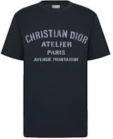 DIOR Plain Knit Crew Neck T-Shirt Navy Blue 043J615A0589-C589 DIOR Plain Knit Crew Neck T-Shirt Navy Blue 043J615A0589-C589