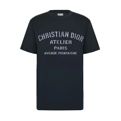 DIOR Plain Knit Crew Neck T-Shirt Navy Blue 043J615A0589-C589