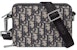 Dior Pouch with Shoulder Strap Oblique Jacquard Beige/Black