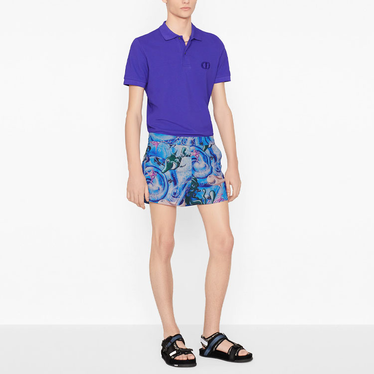 Shop 디올 퍼플 코튼 피케 반팔 폴로 셔츠. 013J800A0373-C536