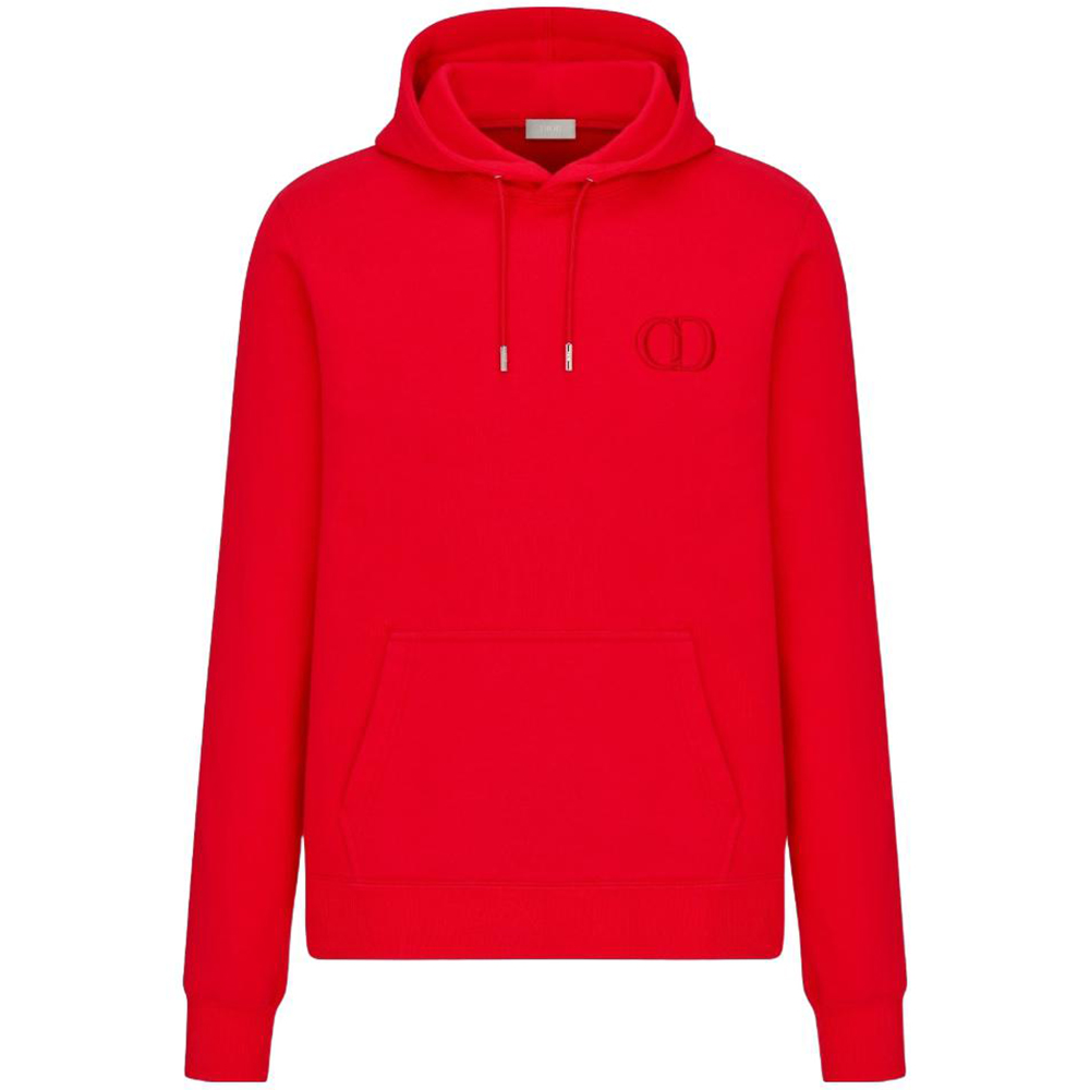 DIOR Red Pullover Hoodie with Drawstring Long Sleeves 113J698A0531-C300