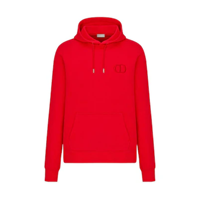 DIOR Red Pullover Hoodie with Drawstring Long Sleeves 113J698A0531-C300