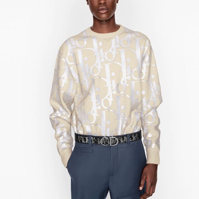 DIOR Reflective Print Knit Wool Sweater for Men 113M630AT197-C000 Sizing DIOR Reflective Print Knit Wool Sweater for Men 113M630AT197-C000