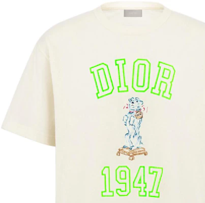 디올 릴렉스핏 바비 로고 아이보리 화이트 크루넥 티셔츠. 483J635A0817-C186 Cheap 디올 릴렉스핏 바비 로고 아이보리 화이트 크루넥 티셔츠. 483J635A0817-C186