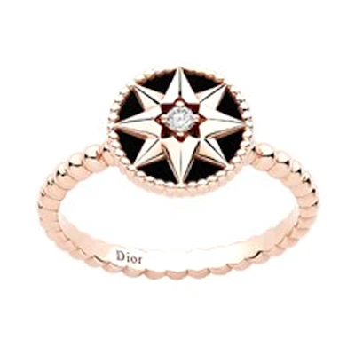 DIOR Rose des Vents 18K Rose Gold Ring Unisex Couple Design JRDV95192_0000