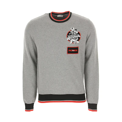 DIOR Rose Embroidered Cotton Crewneck Sweatshirt Grey 733J613M0500-830