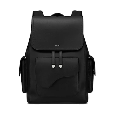 Dior Saddle Backpack Grained Calfskin Black
