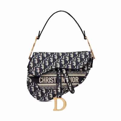 Dior Saddle Bag Dior Oblique Embroidery Blue