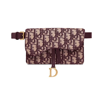 Dior Saddle Clutch Belt Oblique Burgundy