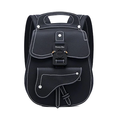 Dior Saddle Detail Backpack Grained Calfskin Small Navy Blue