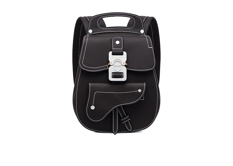 Dior Saddle Detail Backpack Grained Calfskin Small Black