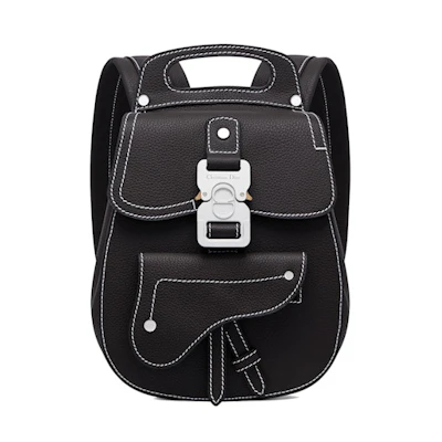 Dior Saddle Detail Backpack Grained Calfskin Small Black