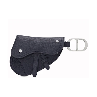 Dior Saddle Key Ring Grained Calfskin Navy Blue